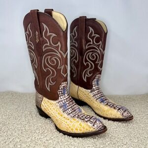 Los Altos 9.5 EE Genuine Natural Crocodile Caiman Hornback J-Toe Cowboy Boot